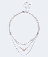 Butterfly & Rhinestone Necklace 2-Pack