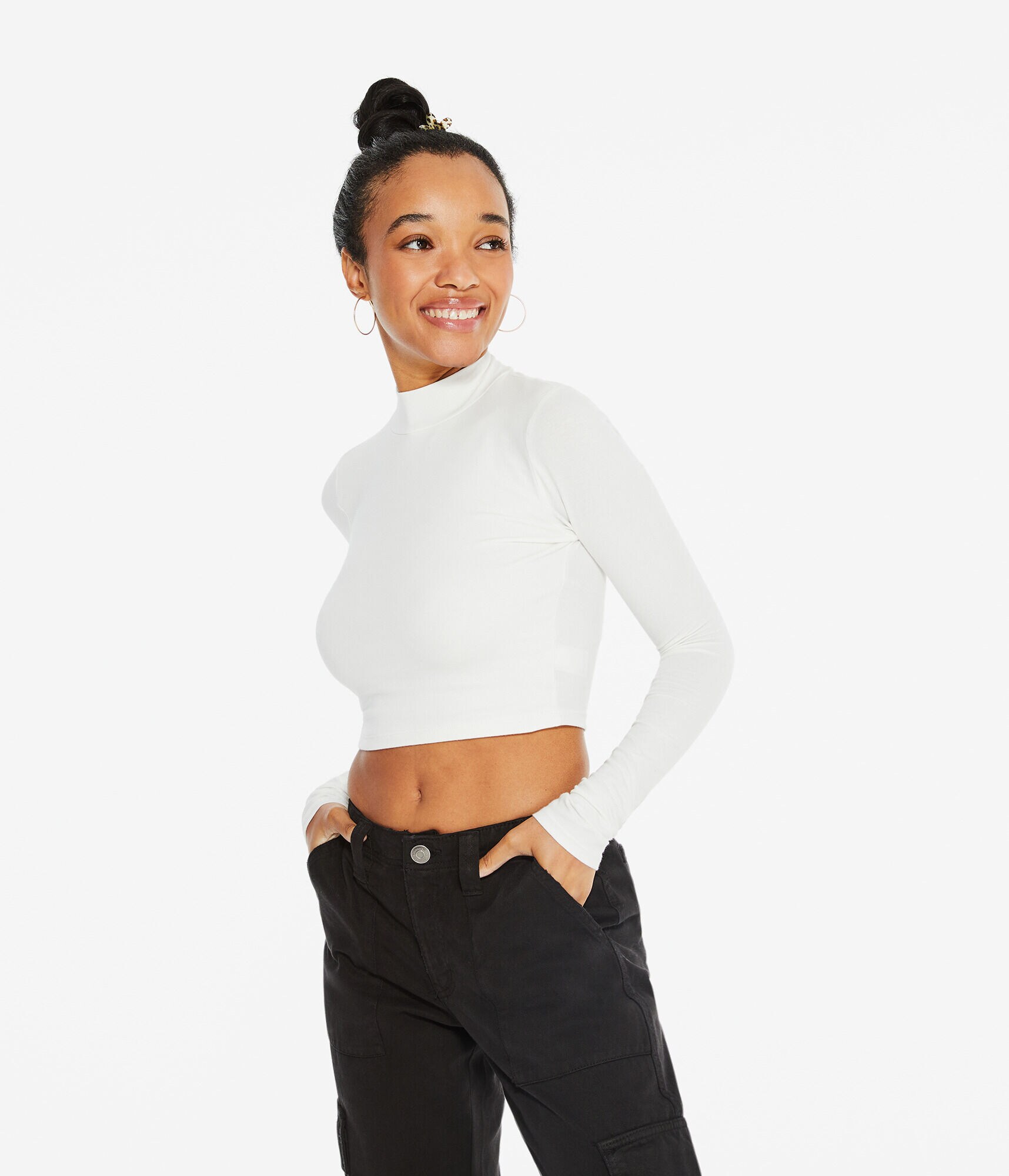 Long Sleeve Seriously Soft Mock-Neck Crop Top