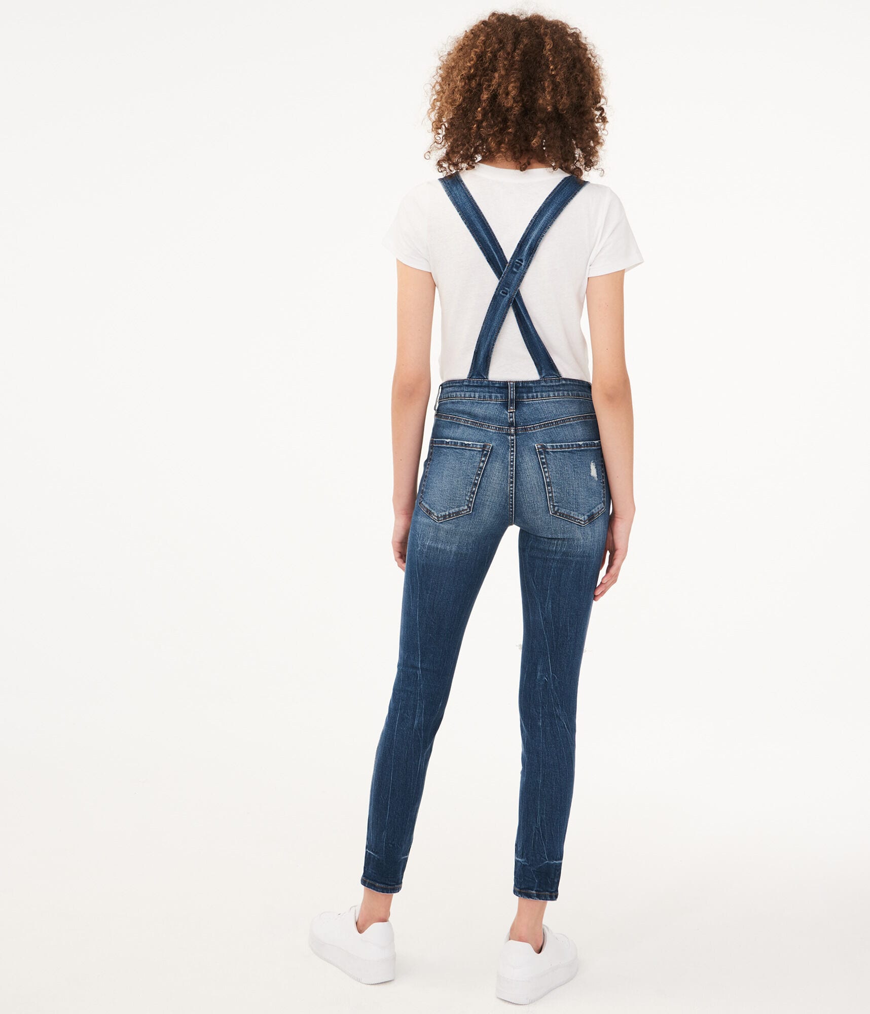 Skinny Dark Wash Ankle Denim Overalls