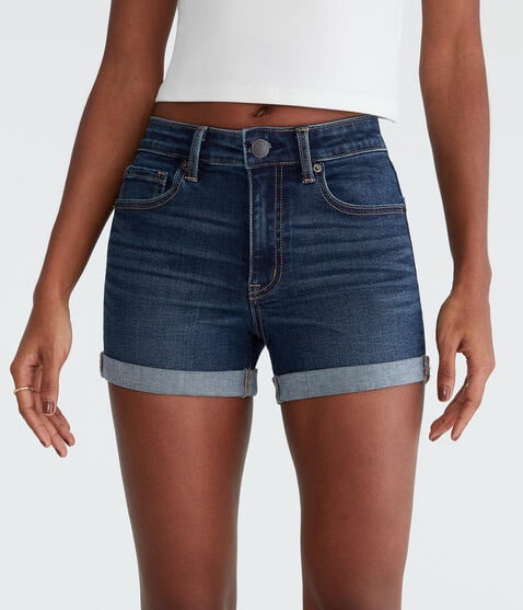 Premium Seriously Stretchy High-Rise Denim Midi Shorts Premium Seriously Stretchy High-Rise Denim Midi Shorts