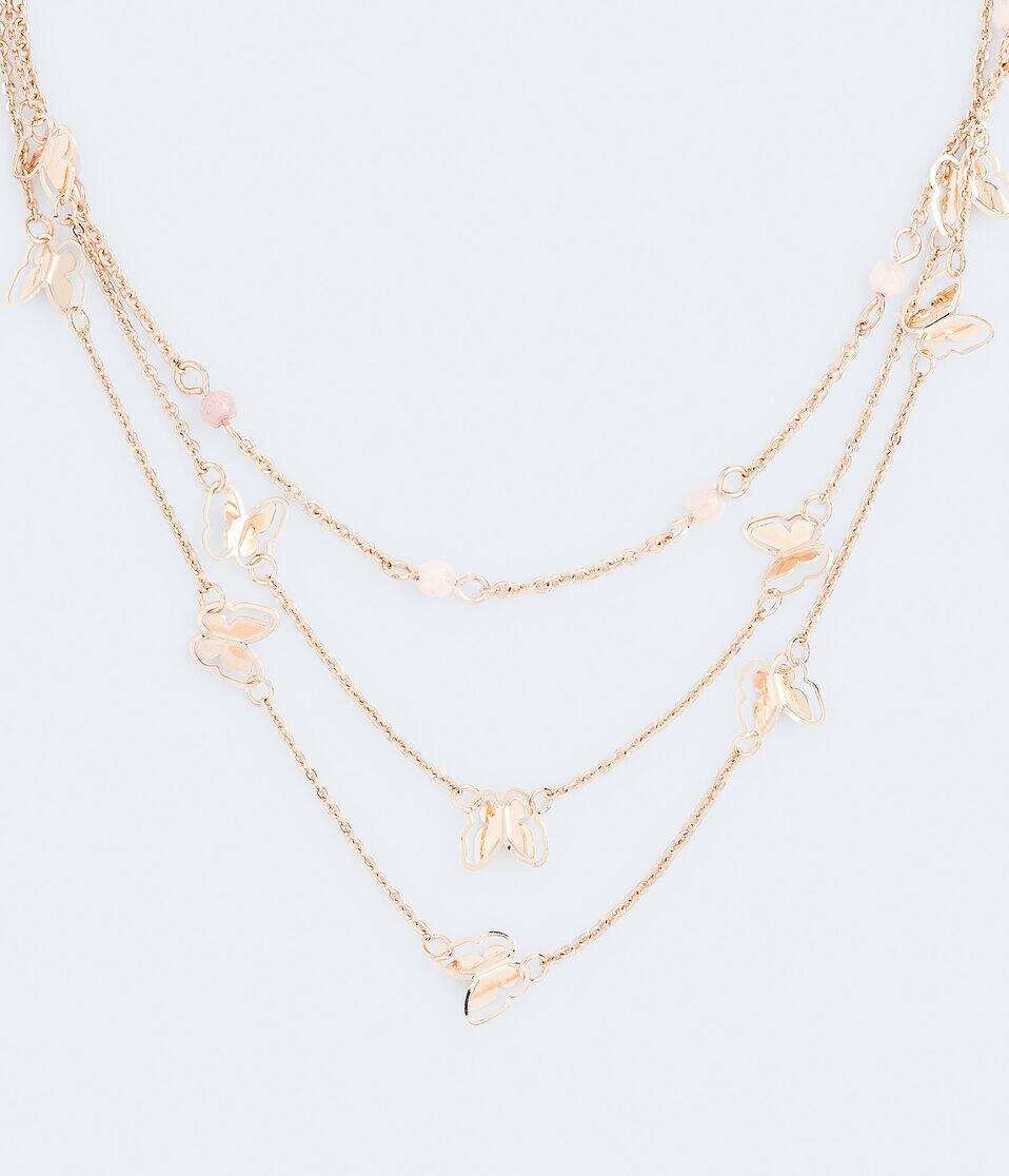 Semi-Precious Stone & Butterfly Necklace 2-Pack