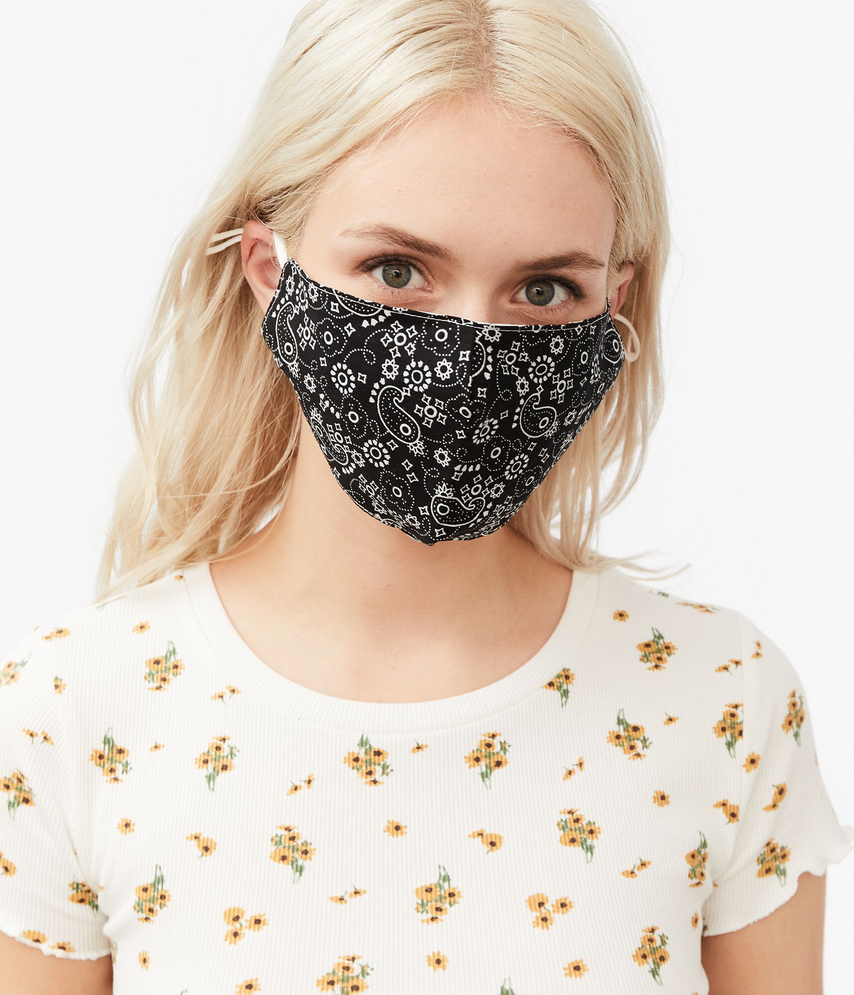Bandana-Print &amp; Denim Mask 2-Pack