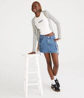 Denim Cargo Mini Skirt