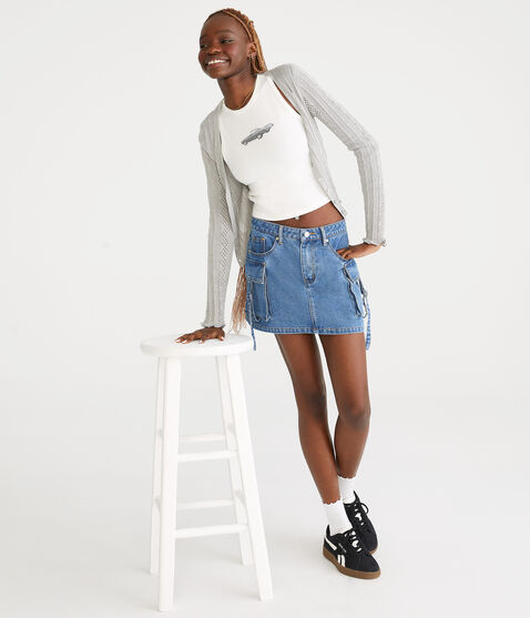 Denim Cargo Mini Skirt