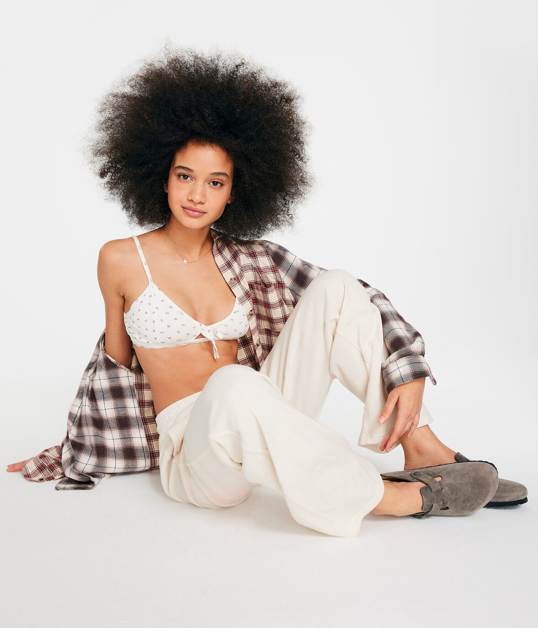 Floral Pointelle Tie-Front Bralette