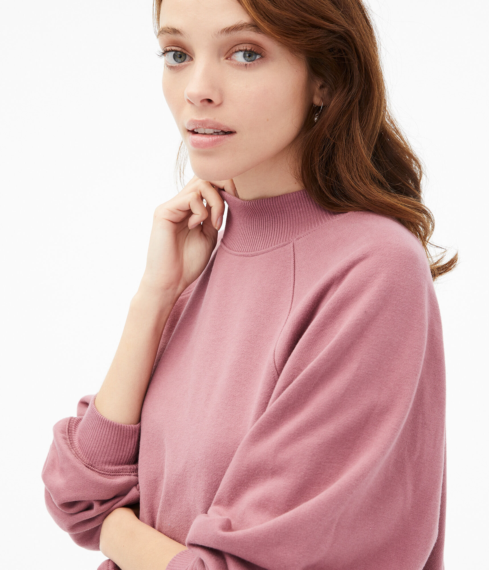 Cinched Mock-Neck Sweatshirt