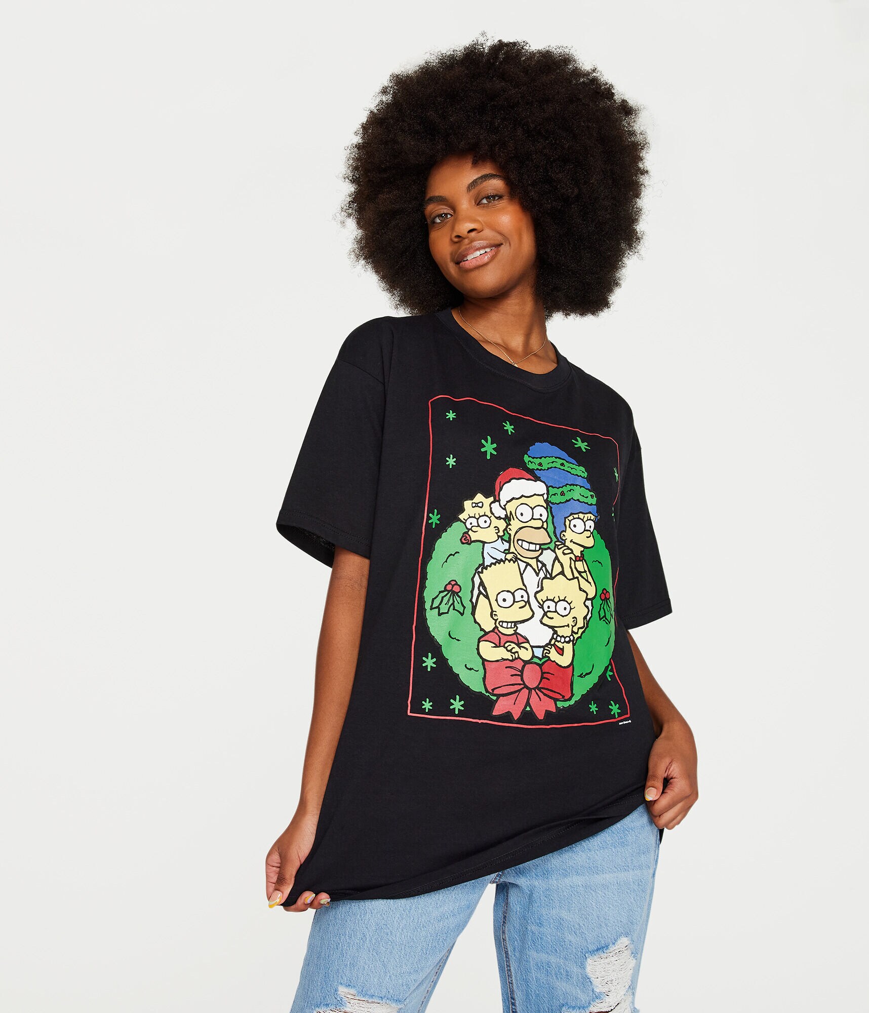 The Simpsons Holiday Wreath Boyfriend Graphic Tee