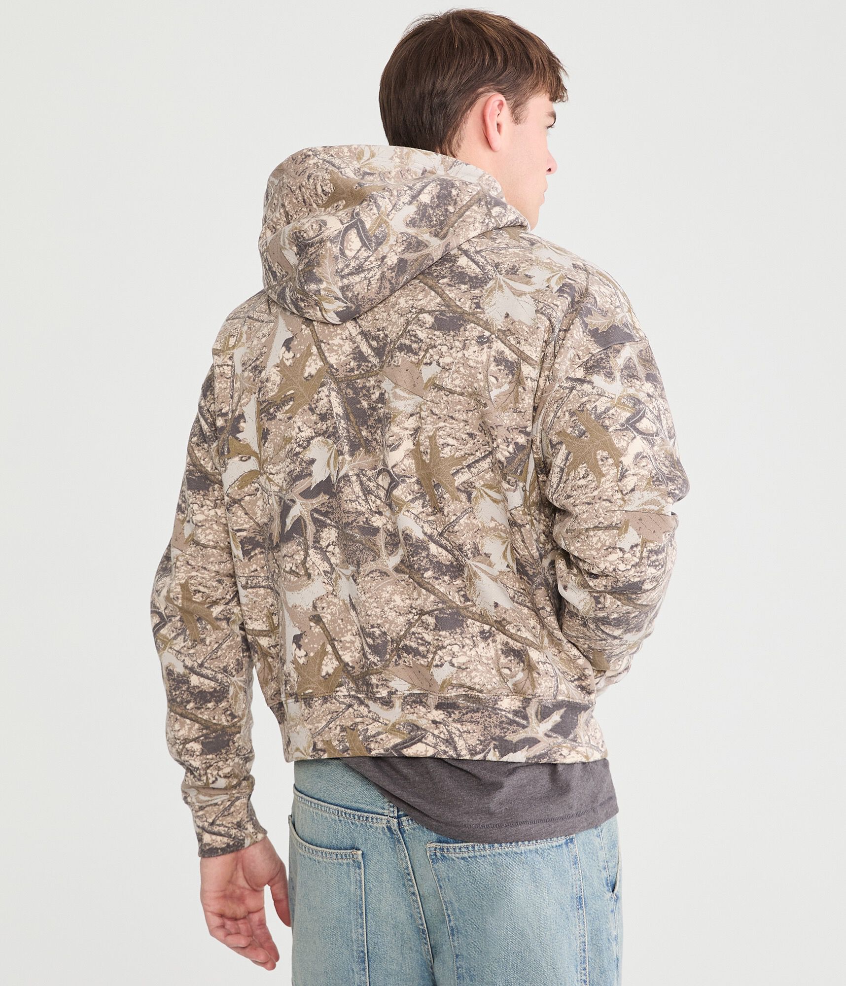 Cloud Soft Forest Camo Boxy Pullover Hoodie