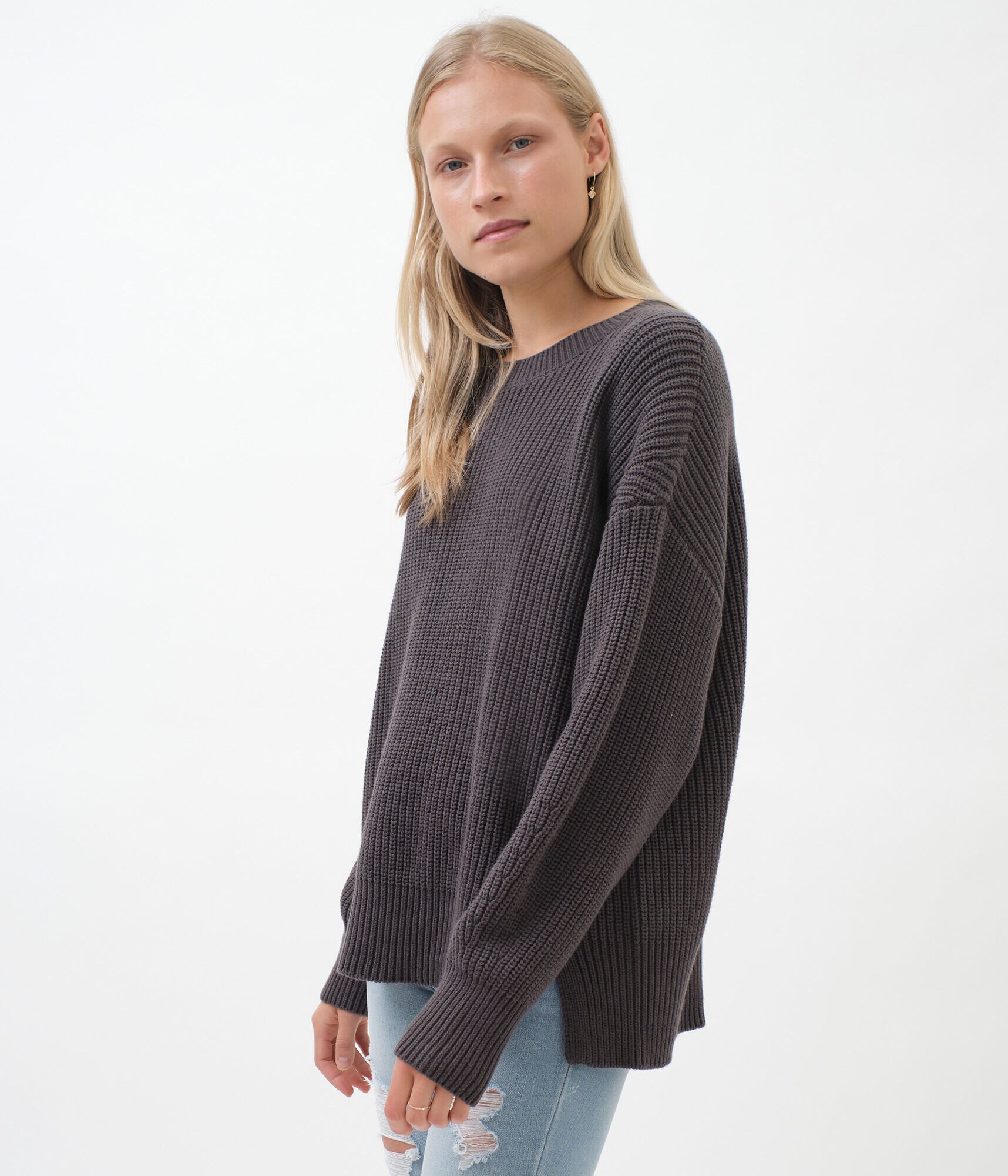 High-Low Crew Tunic Sweater