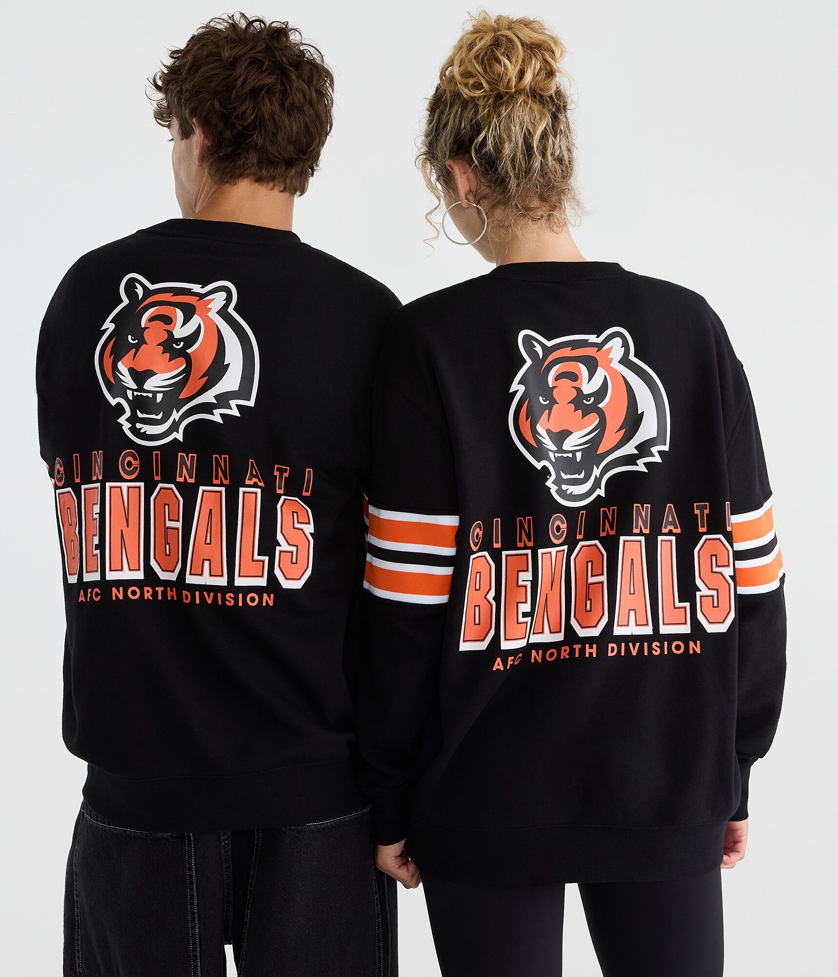 Cincinnati Bengals Striped Sleeve Crew Sweatshirt