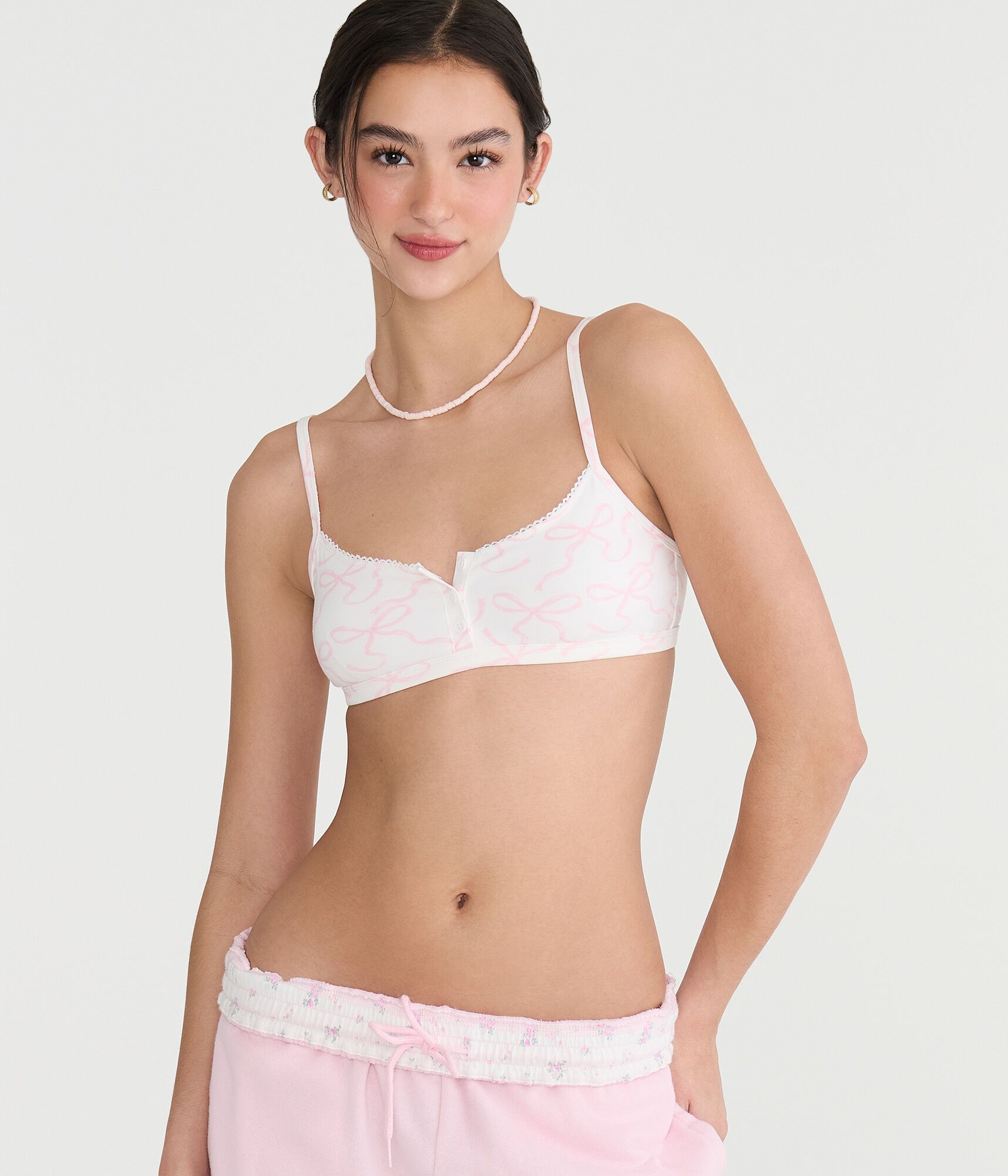 Bows Cotton Henley Bralette
