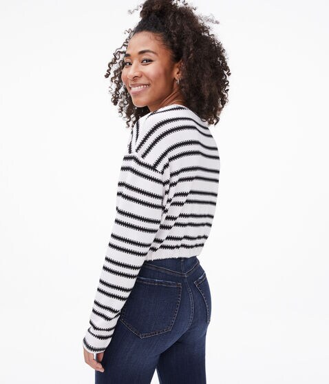 Striped Cinched Cropped V-Neck Top Striped Cinched Cropped V-Neck Top