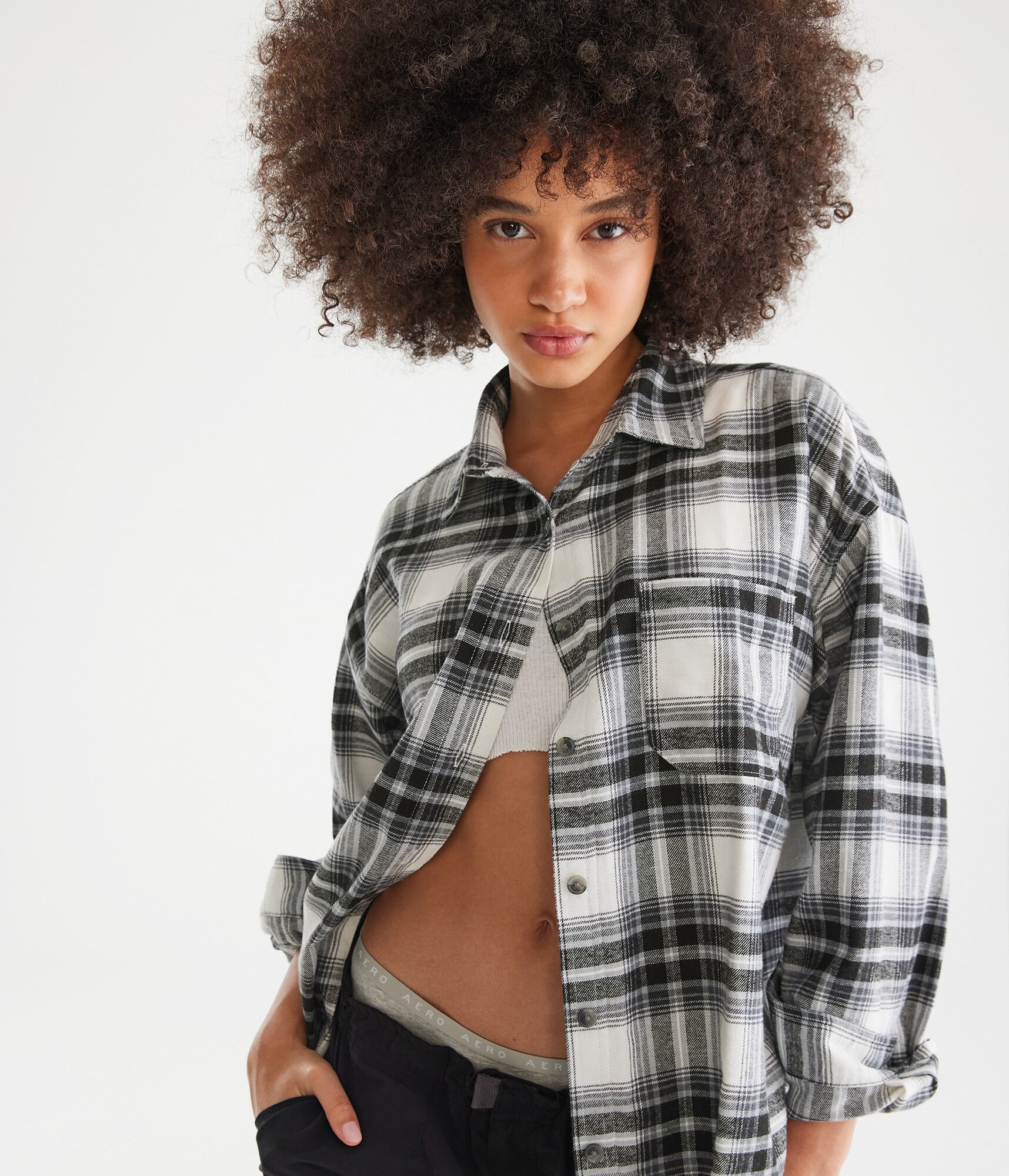 Long Sleeve Relaxed Plaid Flannel Shirt