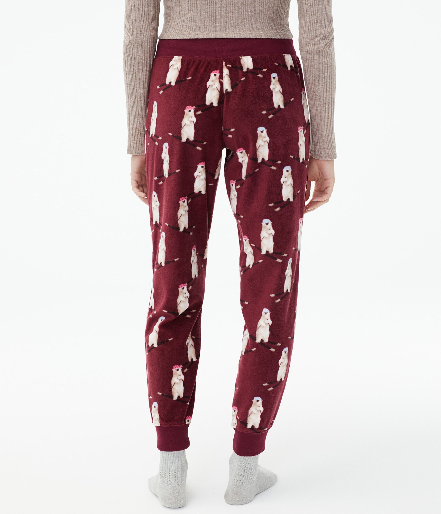 Skiing Polar Bears Polyfleece Joggers