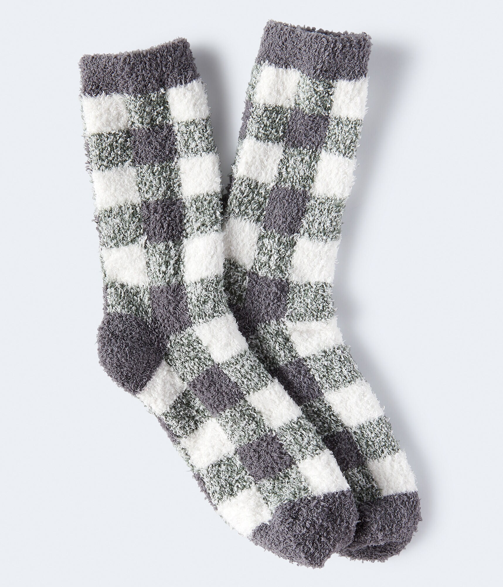Buffalo Check Fuzzy Crew Socks***