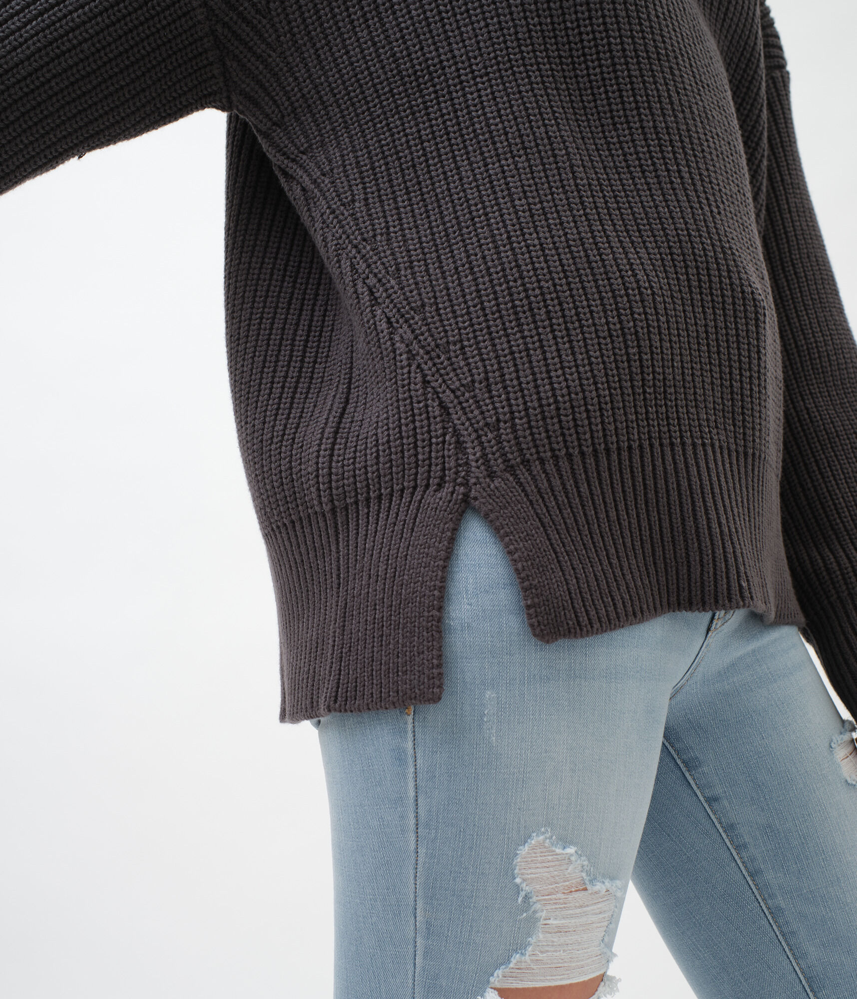 High-Low Crew Tunic Sweater