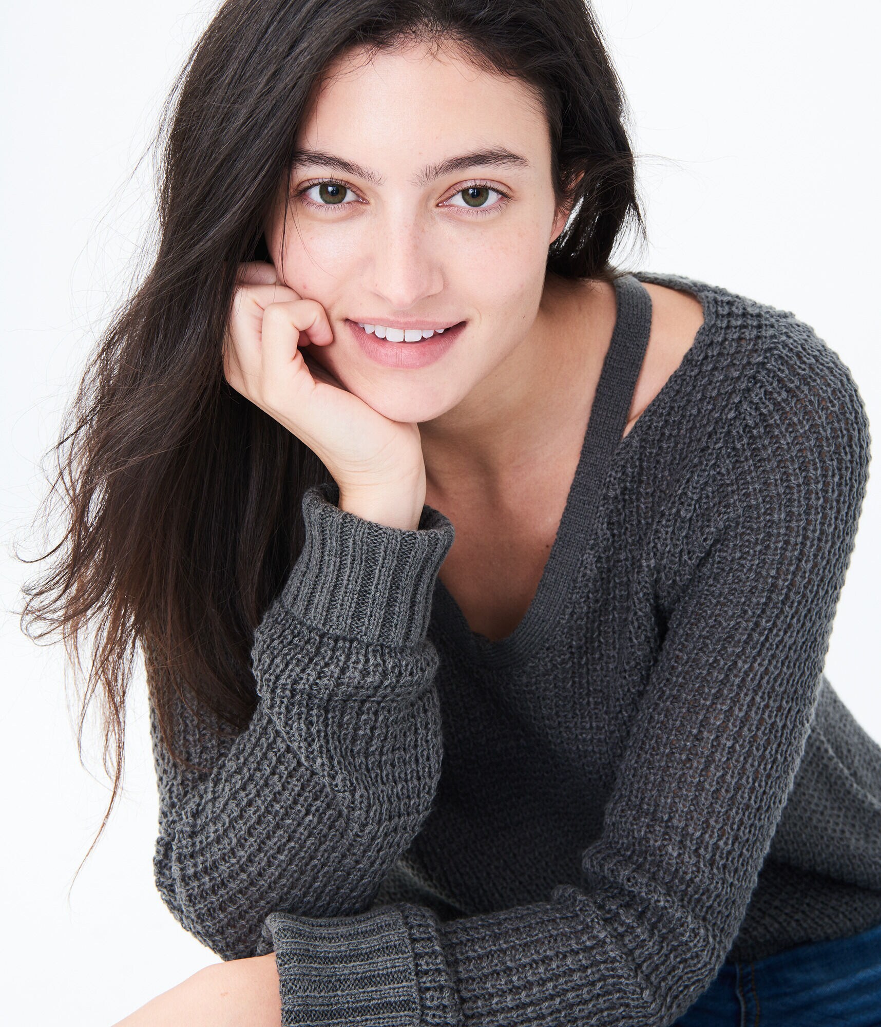Solid Notch-Shoulder Sweater