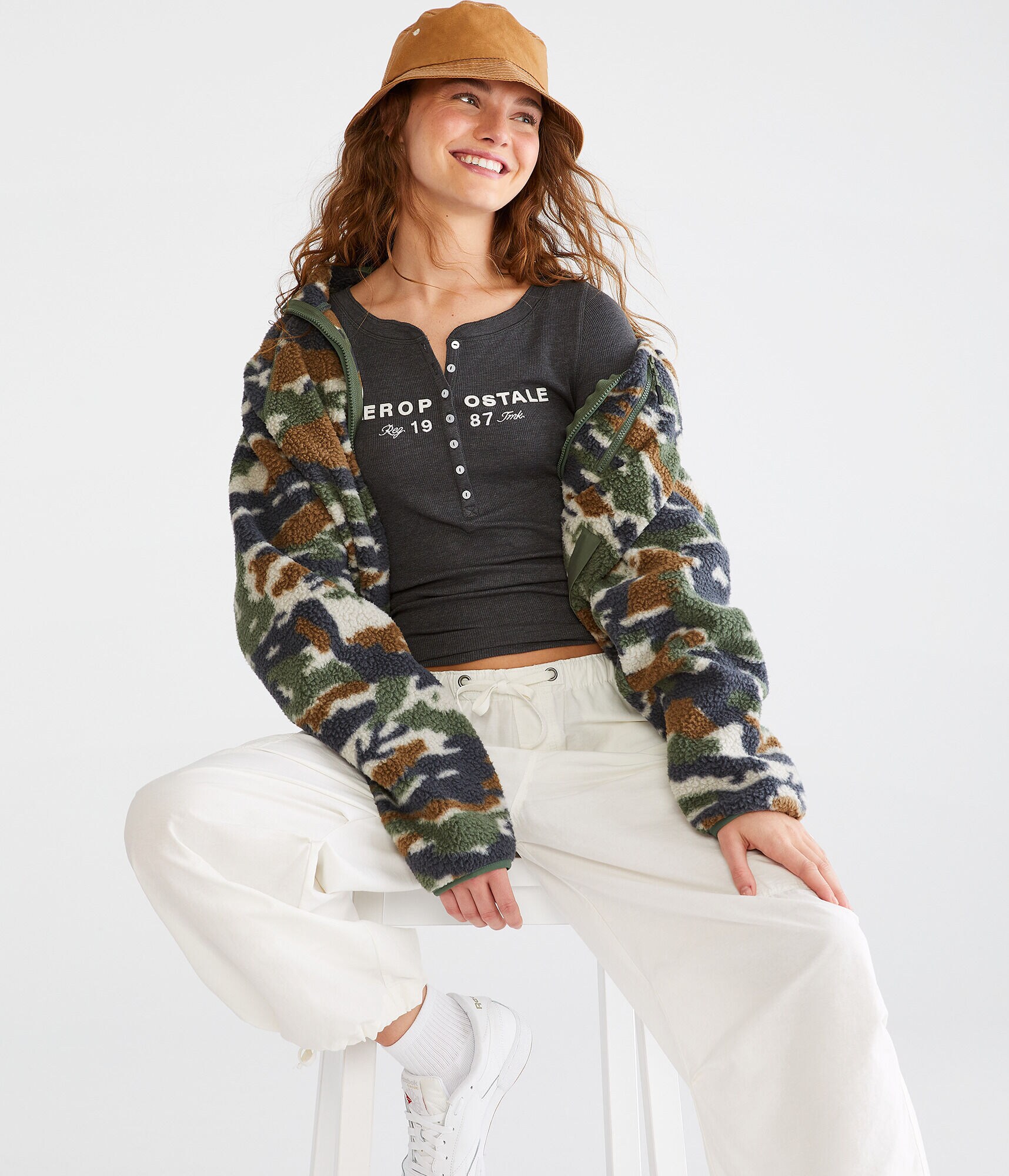 Long Sleeve Aeropostale 1987 Graphic Henley