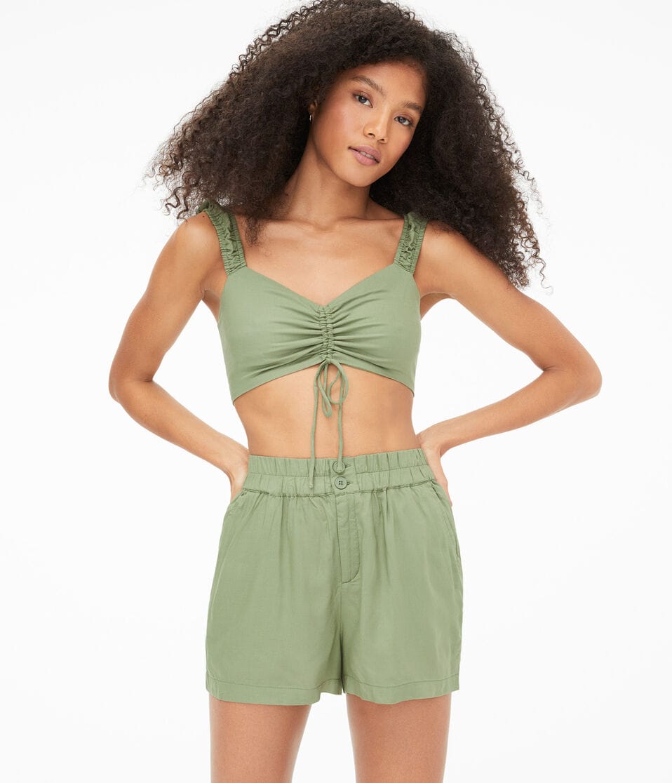 Cinched V-Neck Cropped Tank