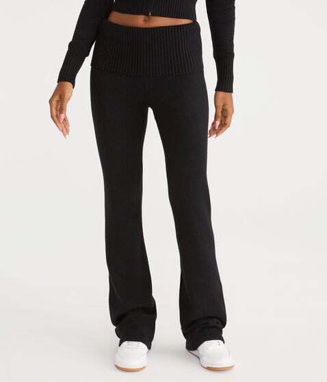 Flare Mid-Rise Fold-Over Sweater Pants Flare Mid-Rise Fold-Over Sweater Pants