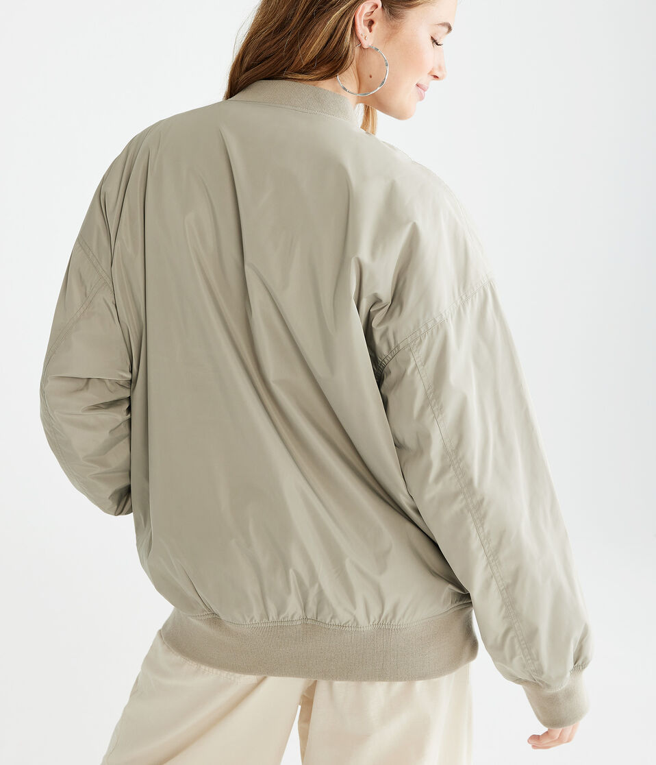 Oversized Sherpa-Lined Bomber Jacket