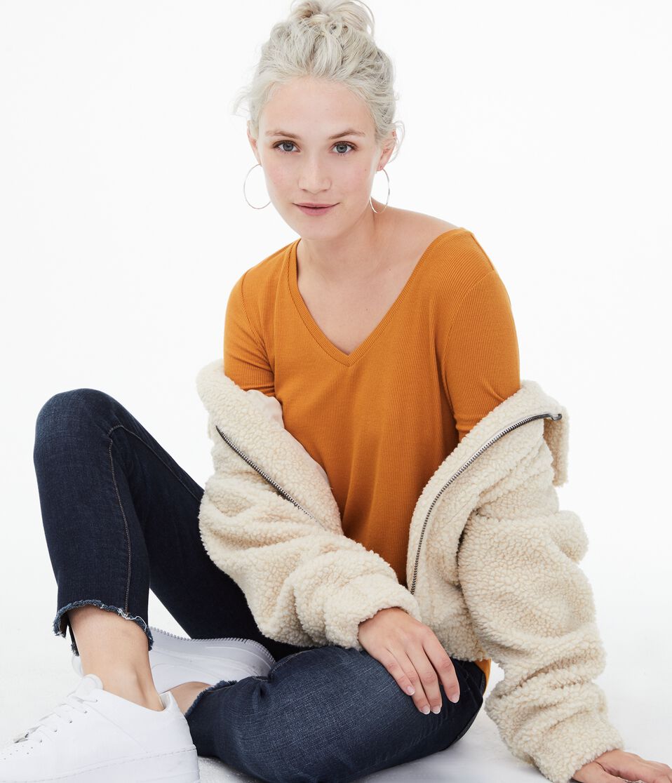 Long Sleeve Seriously Soft Ribbed V-Neck Tee