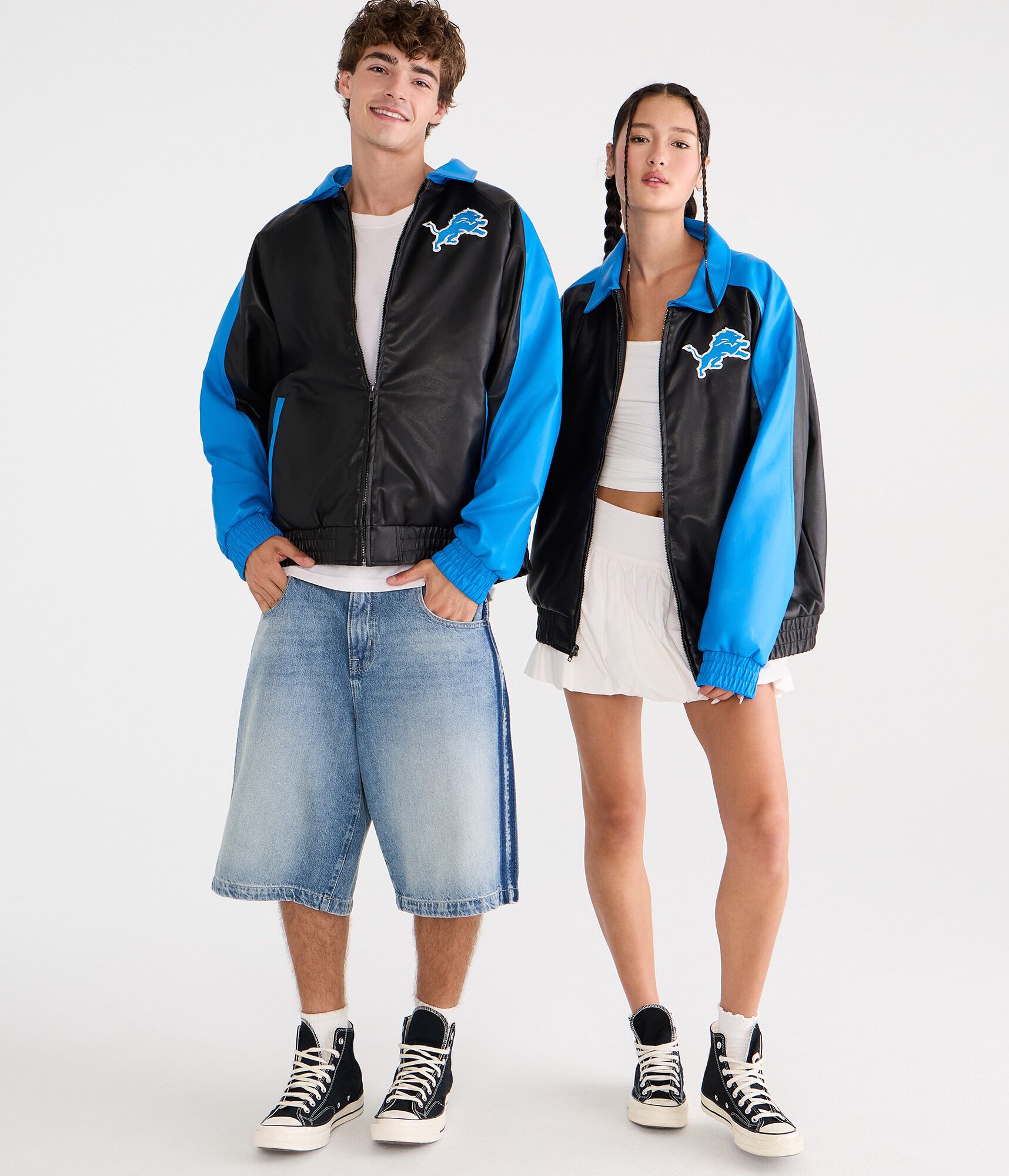 Detroit Lions Faux Leather Full-Zip Jacket