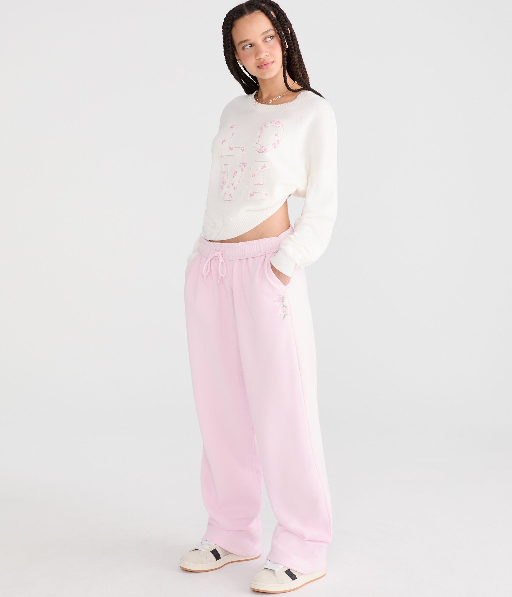Cloud Soft Floral High-Waisted Straight Leg Sweatpants