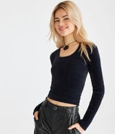 Bella Cropped Scoop-Neck Sweater