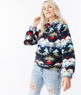 Printed Sherpa Fleece Half-Zip Pullover