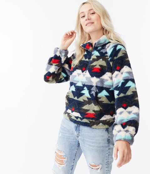 Printed Sherpa Fleece Half-Zip Pullover Printed Sherpa Fleece Half-Zip Pullover