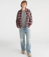 Long Sleeve Plaid Boxy Flannel Shirt