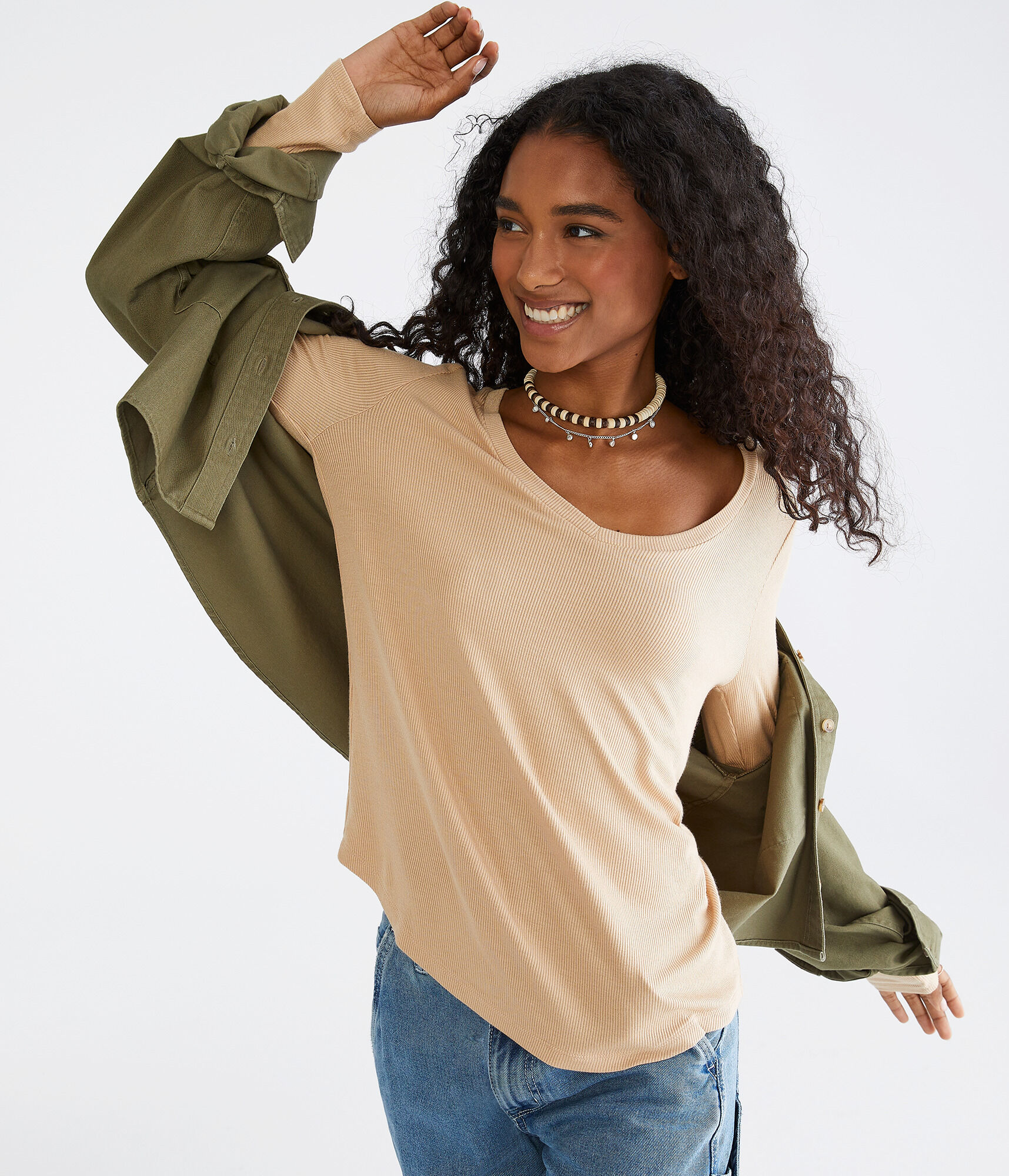 Long Sleeve Seriously Soft Ribbed V-Neck Tee