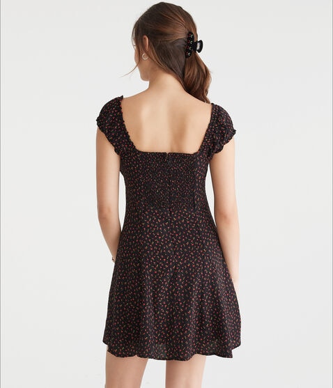 Floral Scoop-Neck A-Line Mini Dress Floral Scoop-Neck A-Line Mini Dress