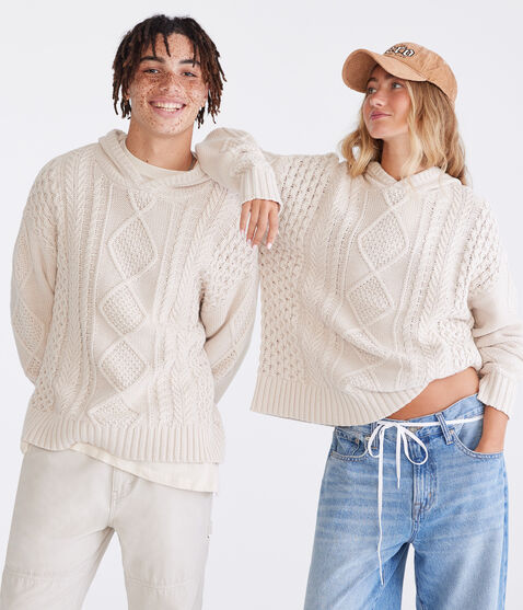 Oversized Hooded Cable Sweater Oversized Hooded Cable Sweater