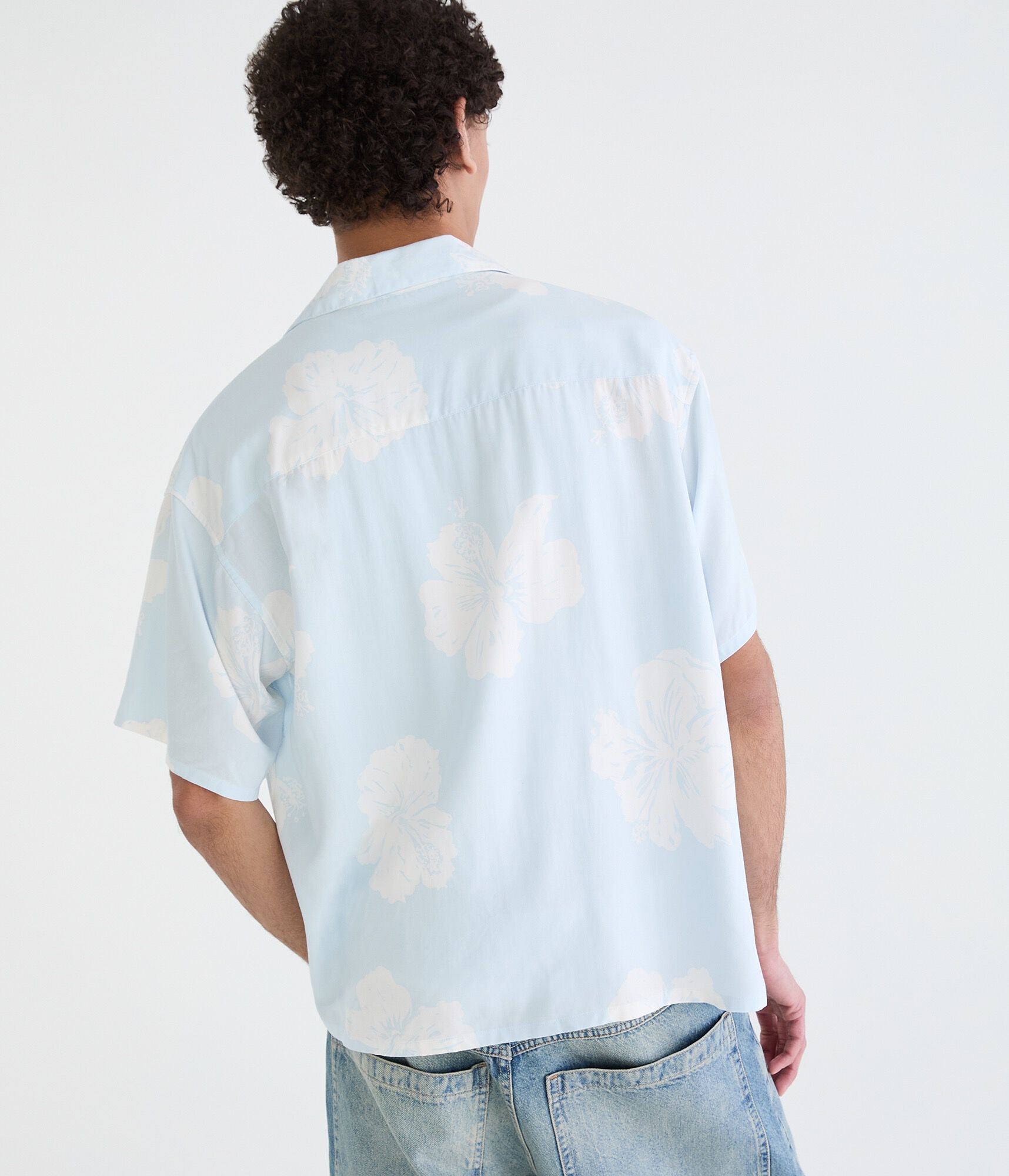 Hibiscus Print Boxy Camp Shirt