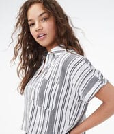 Striped Dolman Button-Down Camp Shirt