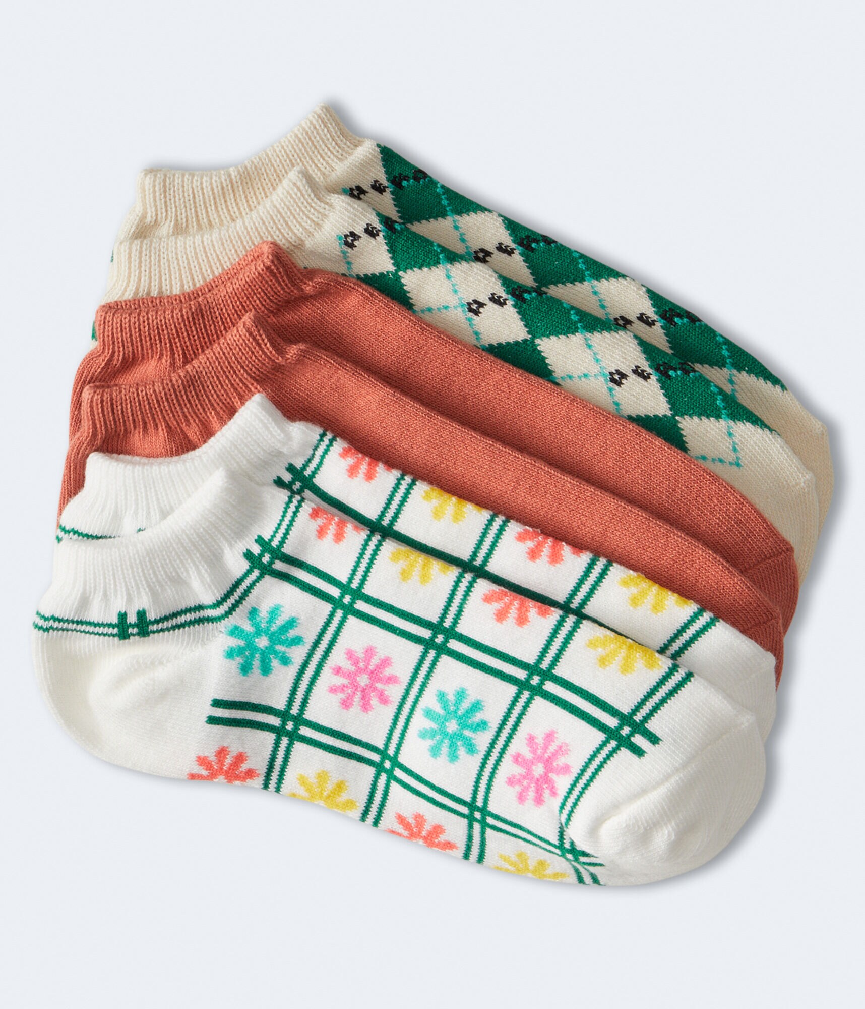 Floral Check Ankle Sock 3-Pack