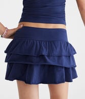 Mid-Rise Knit Ruffle Skort
