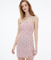 Floral Square-Neck Lace-Back Mini Dress