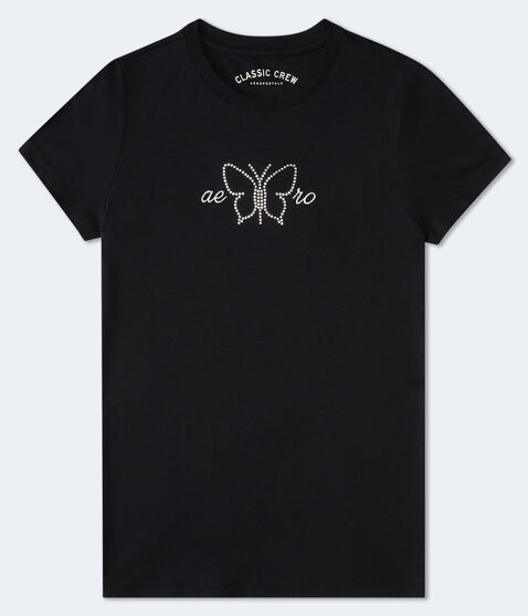 Aero Rhinestone Butterfly Graphic Tee Aero Rhinestone Butterfly Graphic Tee