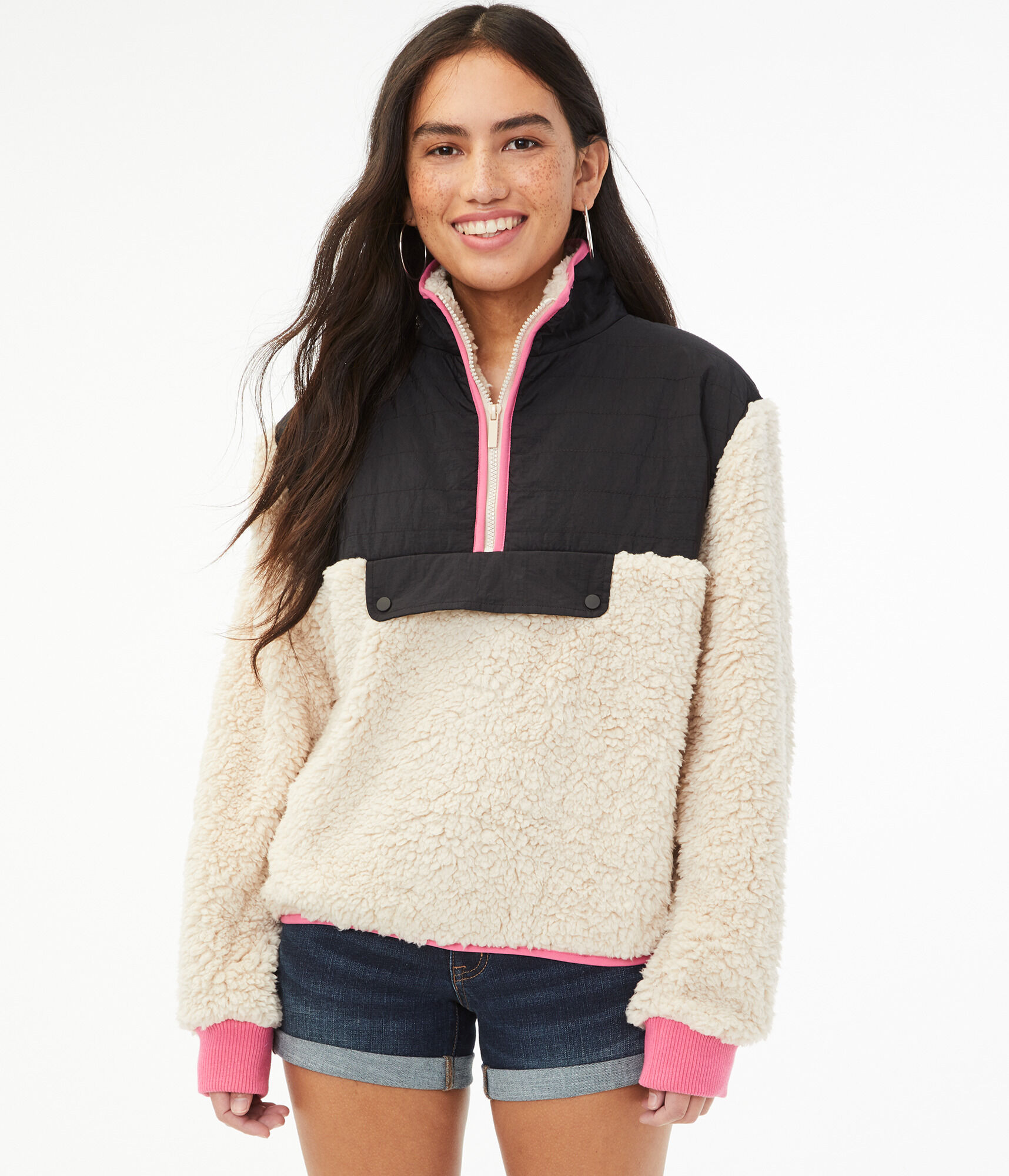 Small Brown Aeropostale Womens Faux Sherpa Cropped Jacket