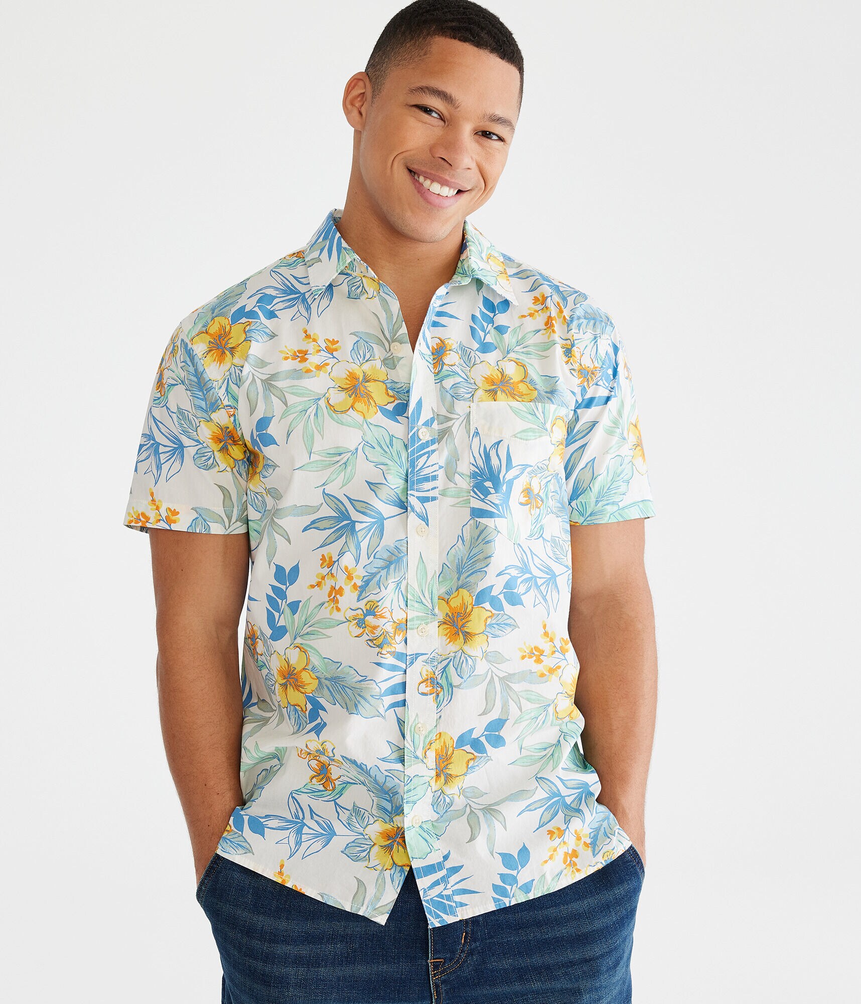 Tropical Floral Print Relaxed Shirt