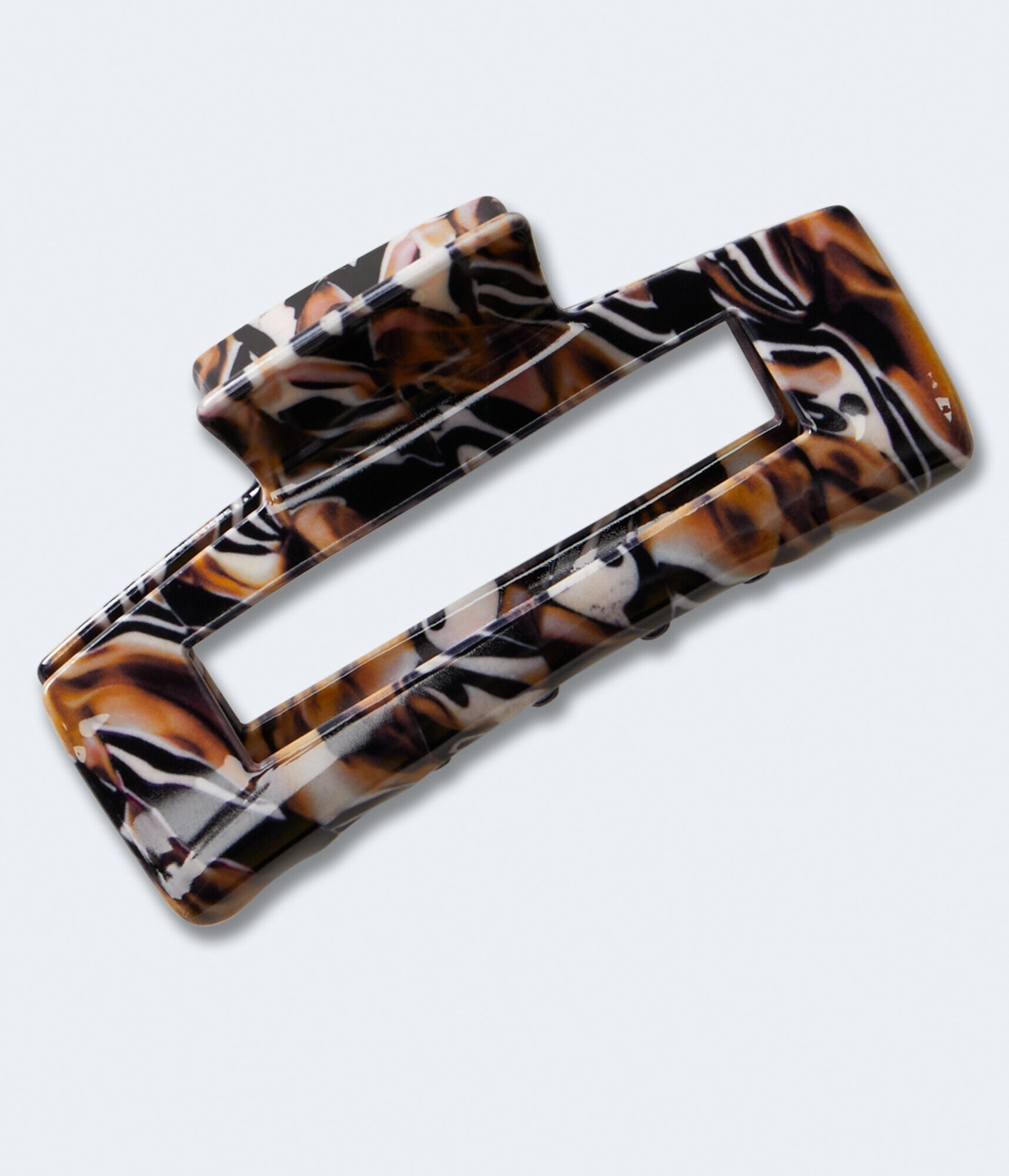 Tiger Swirl Open Rectangle Claw Hair Clip
