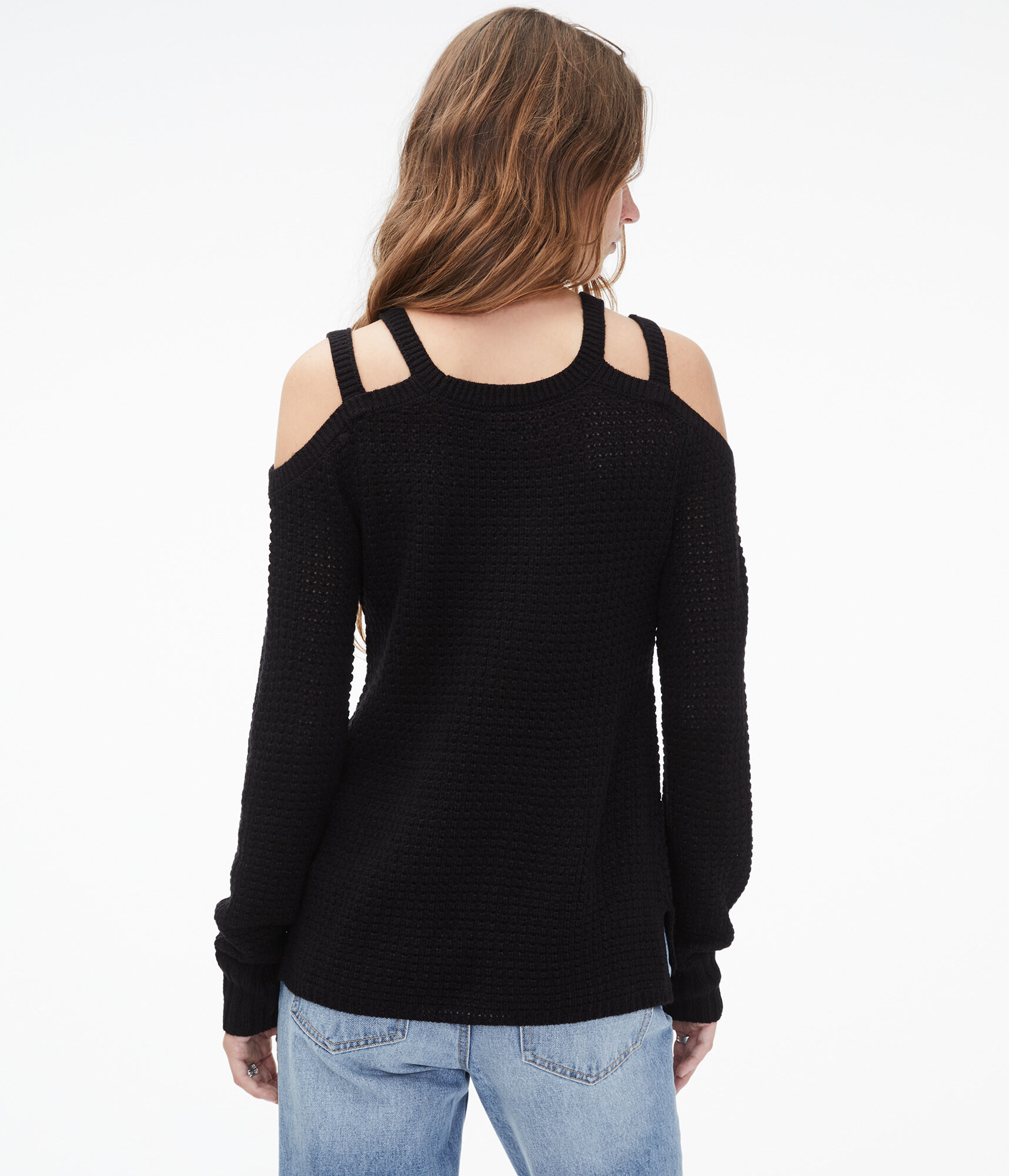 Strappy Cold-Shoulder Sweater