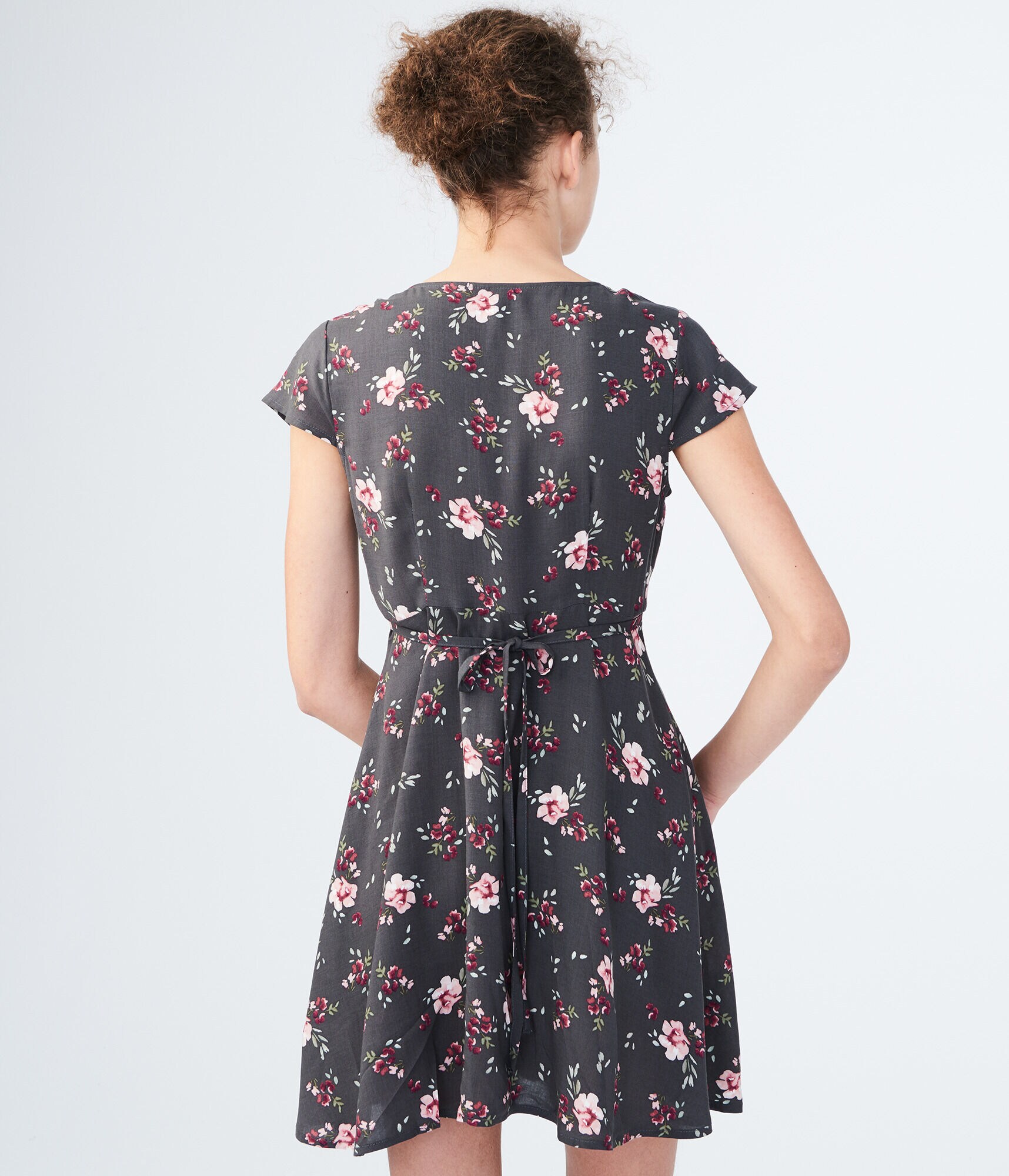 Floral V-Neck Button-Front Shirt Dress