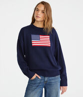 American Flag Oversized Crew Sweater