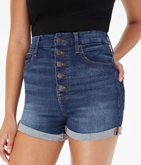 Premium Seriously Stretchy Super High-Rise Curvy Denim Midi Shorts