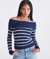 Striped Off-The-Shoulder Sweater