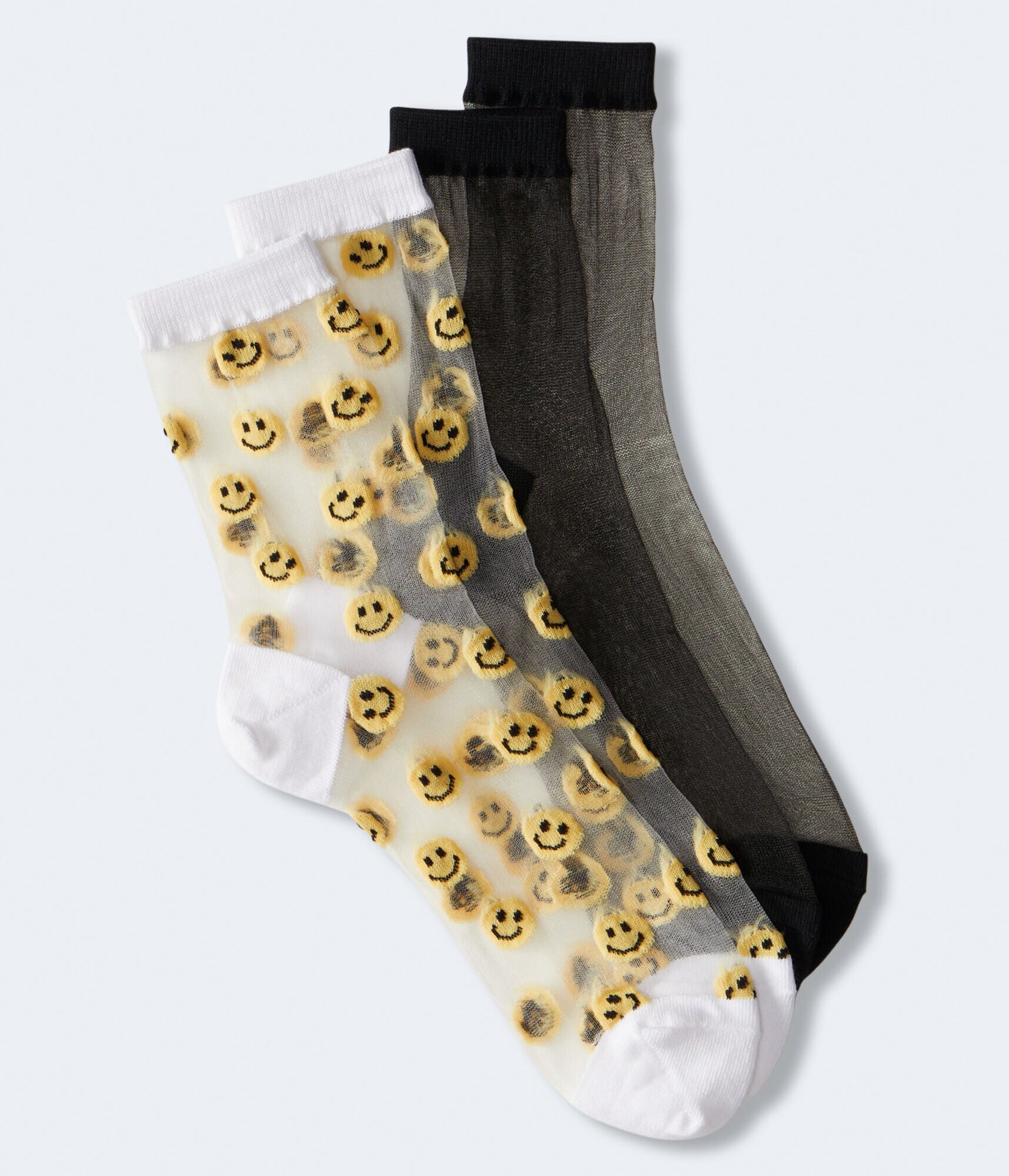 Sheer Smiley Face Crew Sock 2-Pack